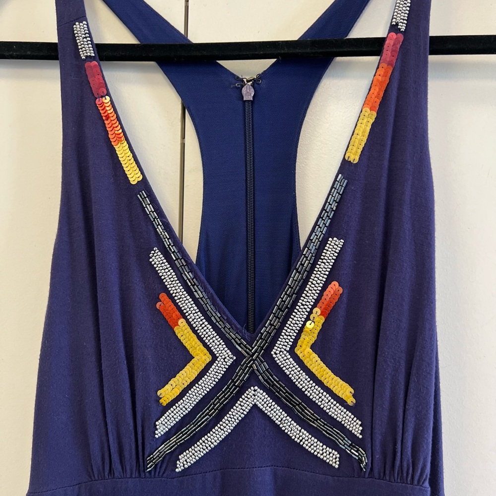 Purple Vneck Maxi Dress with Sequins